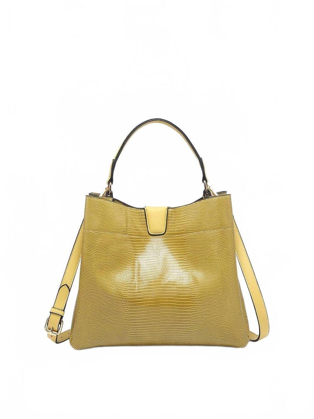 NEW JEN & CO. women's tati lizard monogrammable satchel bag in fern